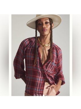 NWOT Pilcro  Red Plaid Button-Down Shirt (Anthropologie)